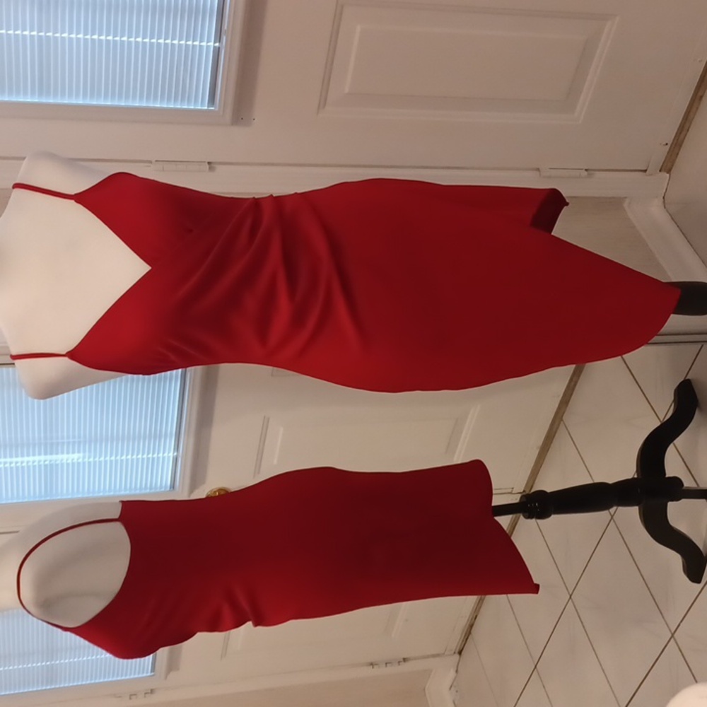 2/$50 Red Bodycon Asymetric Dress - Size Medium